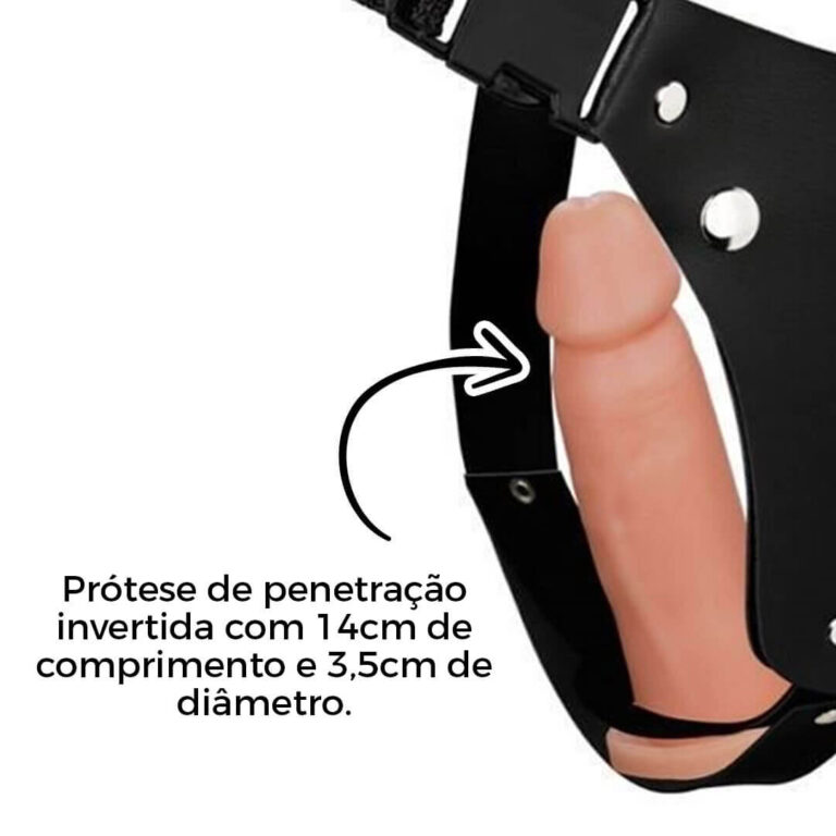Cinta Peniana Dupla 2 Pênis 17cm x 4cm e 14cm x 3,5cm Bege - Imagem 4