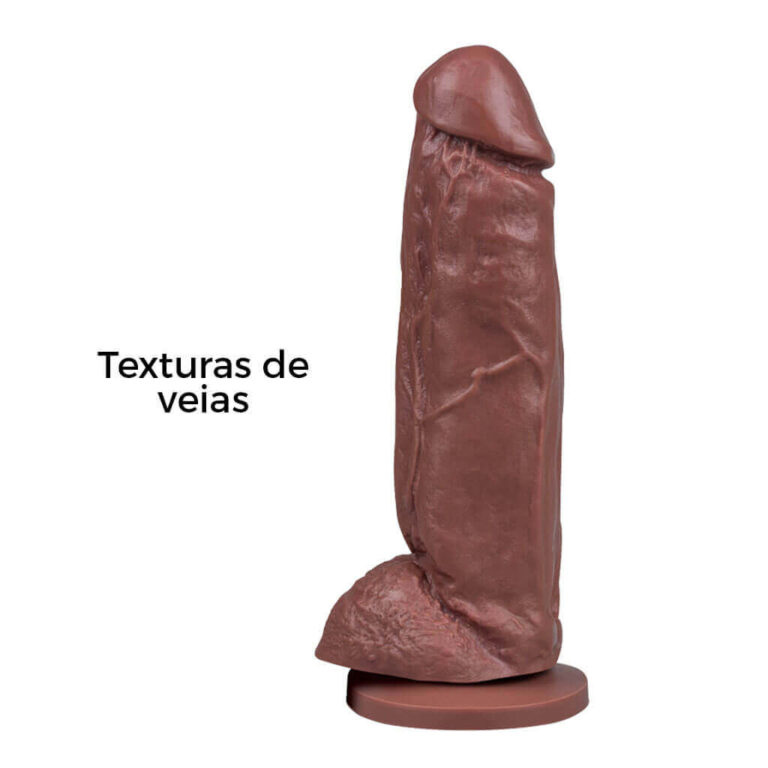 Pênis Grande 18,5cm x 4,5cm Marrom com Escroto e Ventosa - Imagem 10