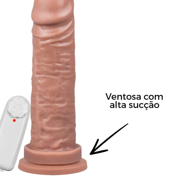 Pênis Grande 18cm x 4,5cm Bege com Ventosa e Vibro - Imagem 10