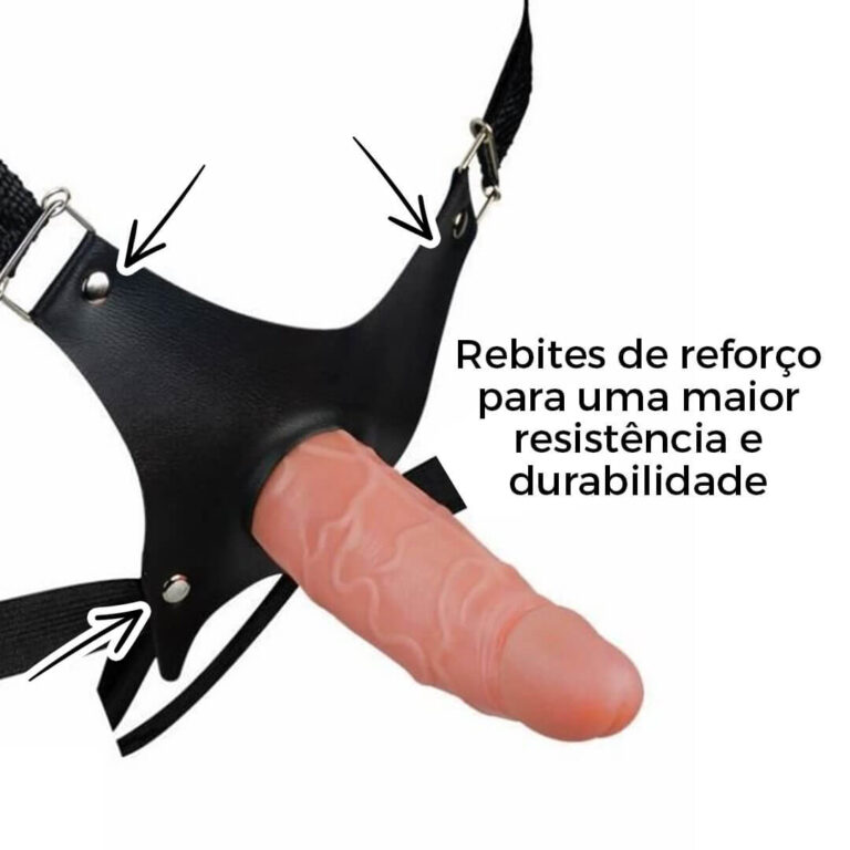 Cinta Peniana Para Dupla Penetração Na Mulher 12cm x 3cm com Pênis Bege - Imagem 11