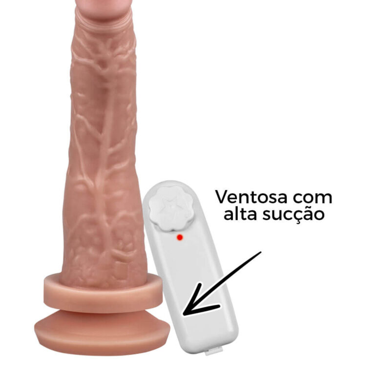 Pênis Grande 19cm x 3,8cm Bege com Ventosa e Vibro - Imagem 10