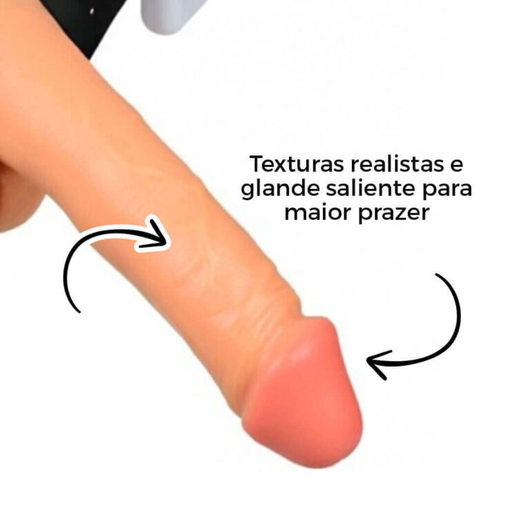 Cinta Peniana Grande 17,5cm x 4cm com Pênis, Escroto e Vibro Bege - Imagem 8