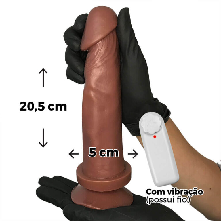 Pênis Grande 20,5cm x 5cm Marrom com Ventosa e Vibro - Imagem 3