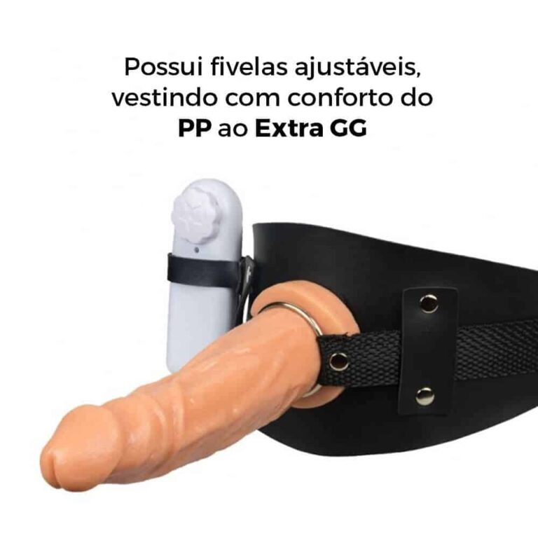 Cinta Peniana de Coxa 16cm x 3,4cm com Vibro Bege - Imagem 13