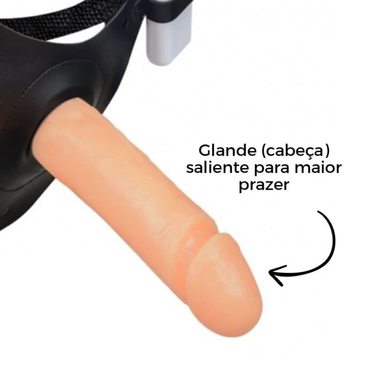 Cinta Peniana Média 15cm x 4,5cm com Pênis e Vibro Bege - Imagem 9