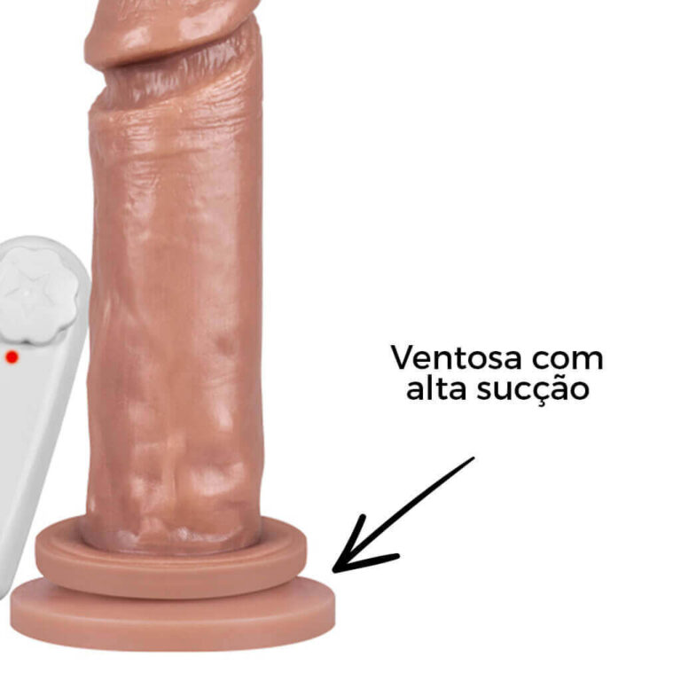 Pênis Médio 16cm x 3,5cm Bege com Ventosa e Vibro - Imagem 11