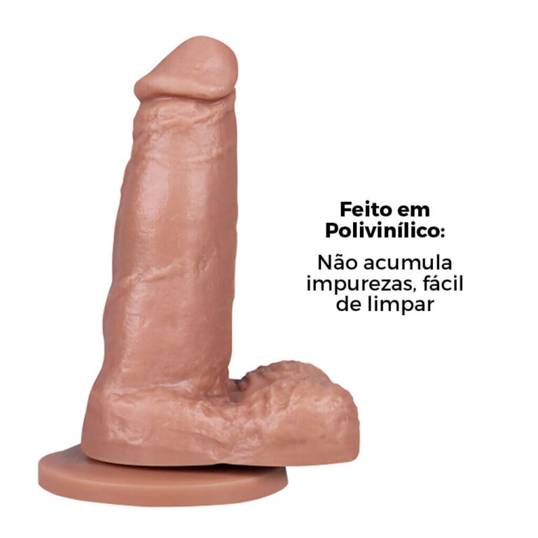 Pênis Pequeno 12,5cm x 3,2cm Bege com Escroto e Ventosa - Imagem 11