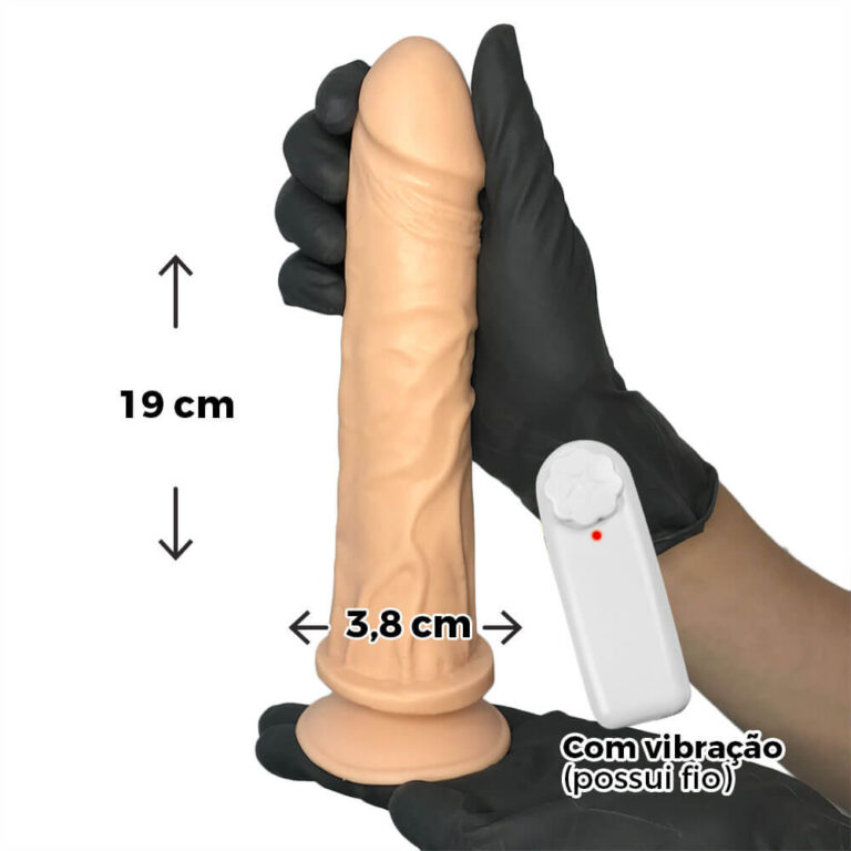 Pênis Grande 19cm x 3,8cm Bege com Ventosa e Vibro - Imagem 3