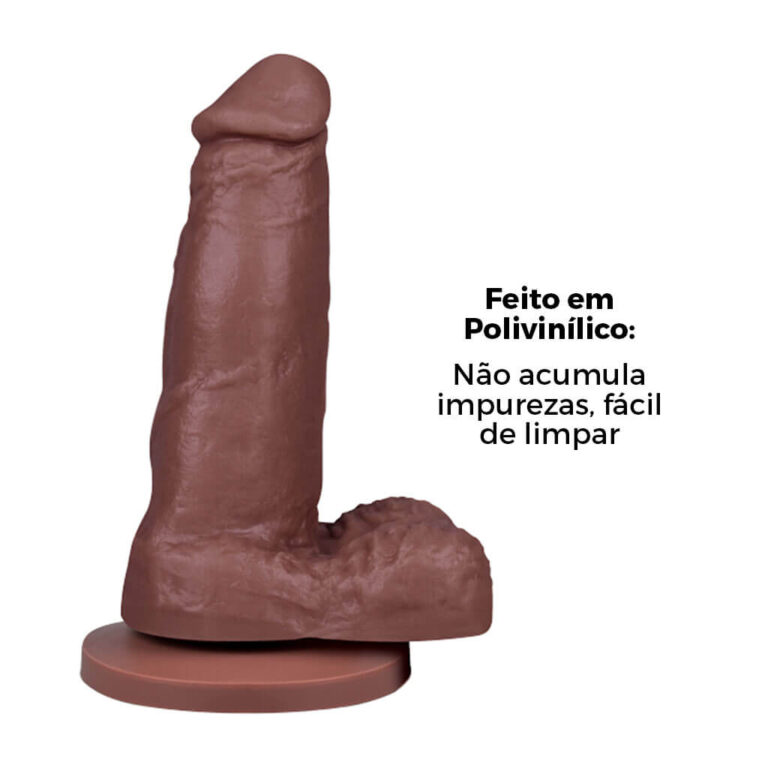 Pênis Pequeno 12,5cm x 3,2cm Marrom com Escroto e Ventosa - Imagem 11