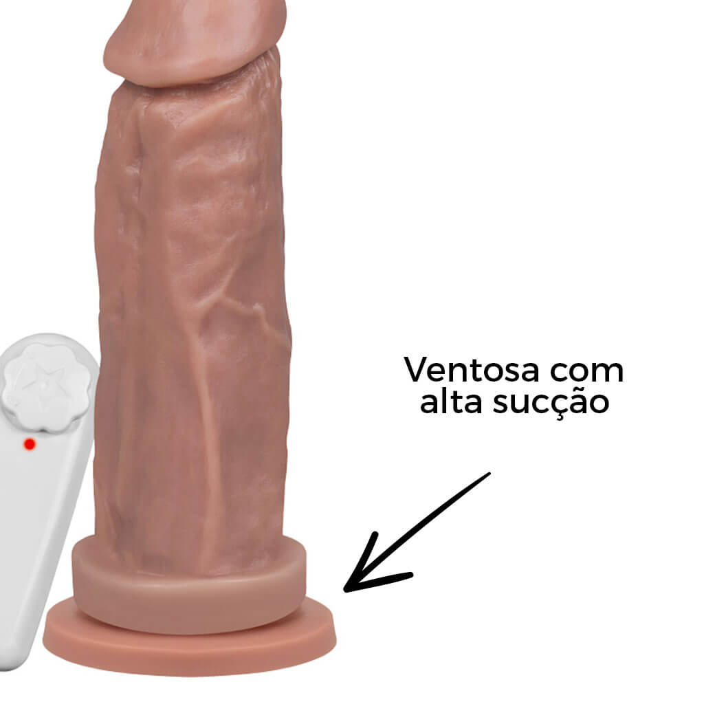 Pênis Médio 17cm x 4,5cm Bege com Ventosa e Vibro - Imagem 11