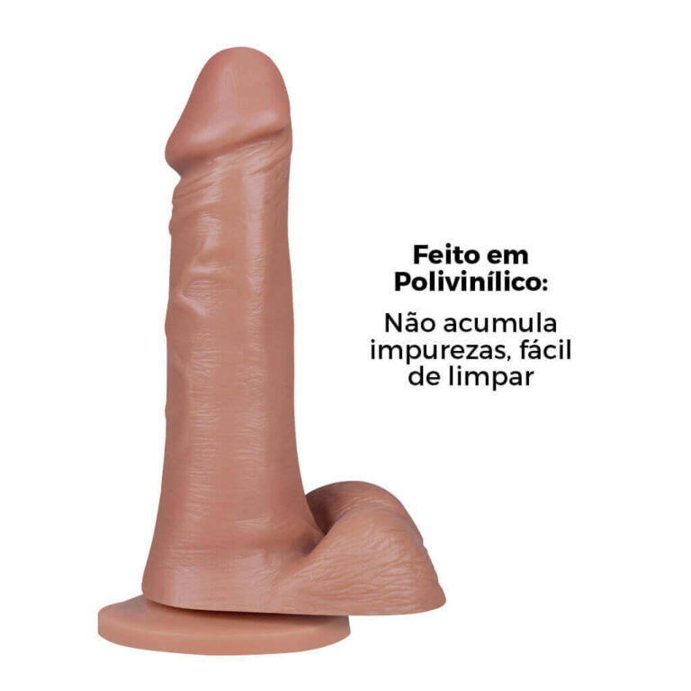 Pênis Grande 18,5cm x 4cm Bege com Escroto e Ventosa - Imagem 11