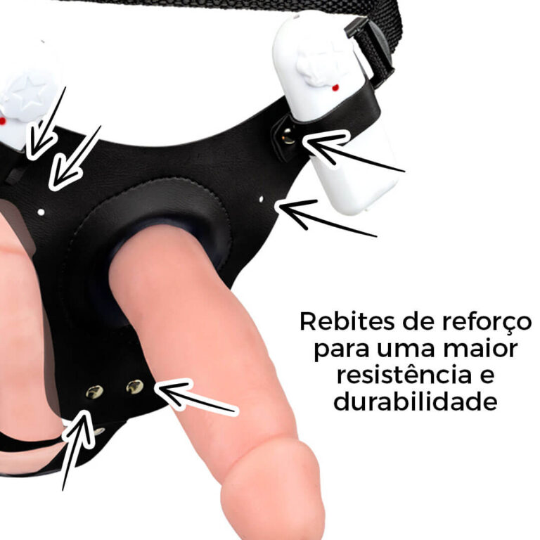 Cinta Peniana Dupla 2 Pênis de 14cm x 3,5cm com Vibro Duplo Bege - Imagem 13