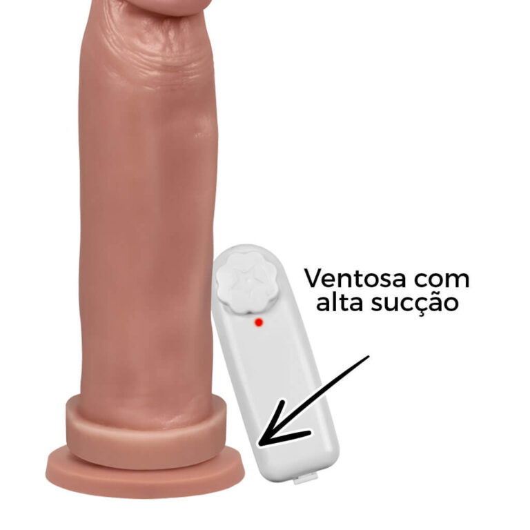 Pênis Grande 20,5cm x 5cm Bege com Ventosa e Vibro - Imagem 11