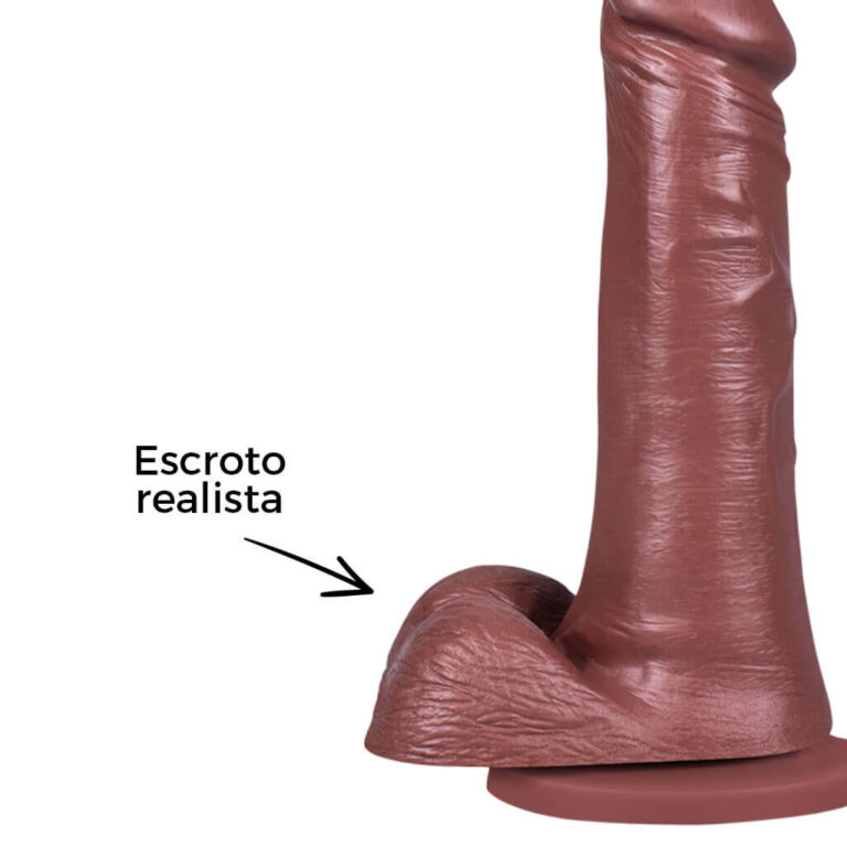 Pênis Grande 18,5cm x 4cm Marrom com Escroto e Ventosa - Imagem 10