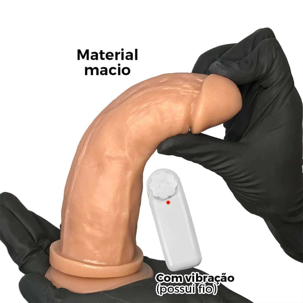 Pênis Médio 17cm x 4,5cm Bege com Ventosa e Vibro - Imagem 4