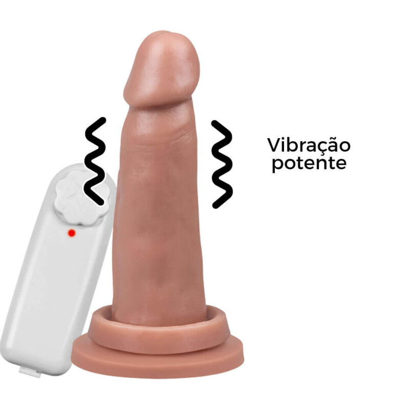 Pênis Médio 14cm x 3,5cm Bege com Ventosa e Vibro - Imagem 12