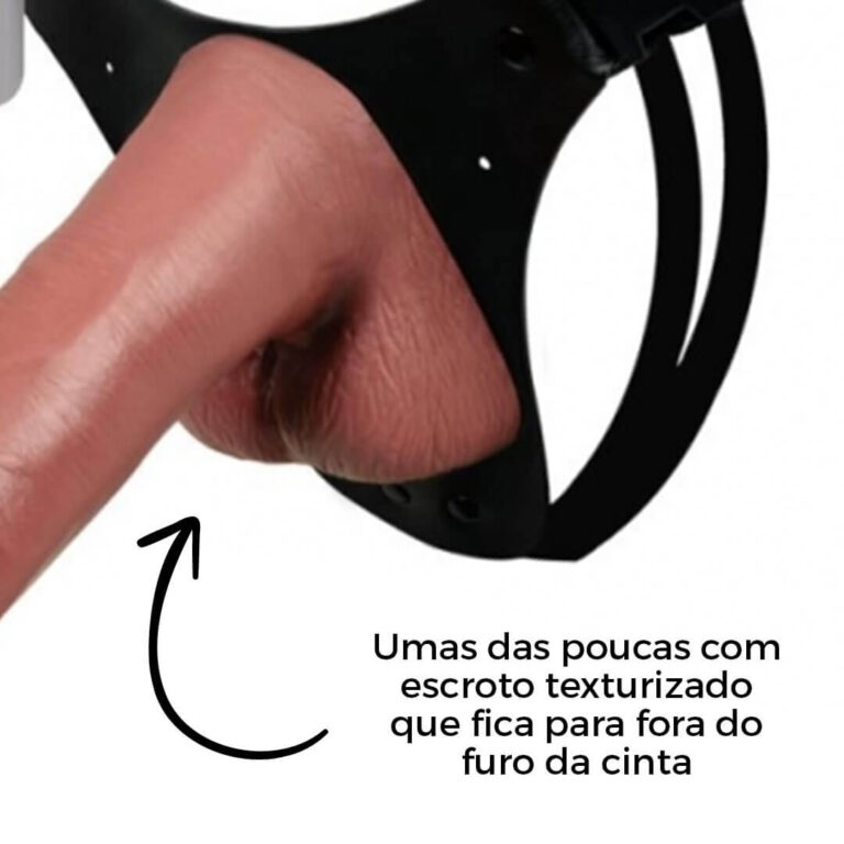 Cinta Peniana Grande 17,5cm x 4cm com Pênis, Escroto e Vibro Marrom - Imagem 10