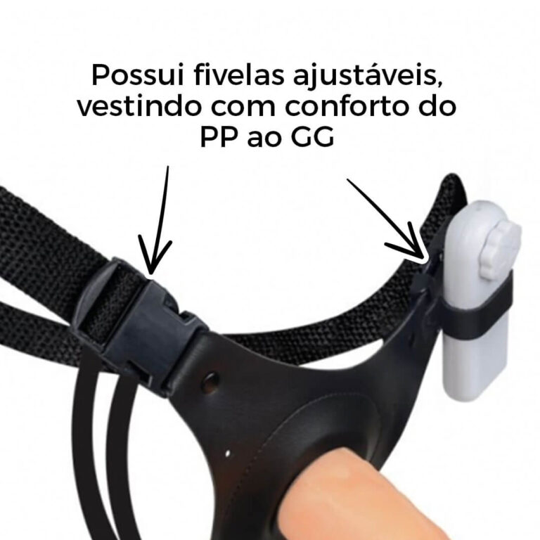 Cinta Peniana Média 15cm x 4,5cm com Pênis e Vibro Bege - Imagem 12