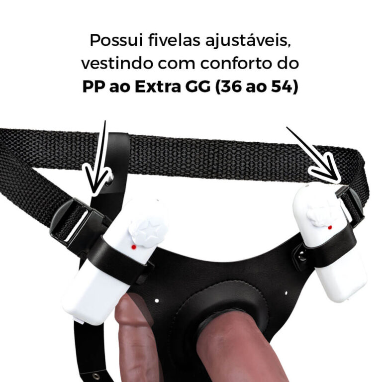 Cinta Peniana Dupla 2 Pênis de 14cm x 3,5cm com Vibro Duplo Marrom - Imagem 10