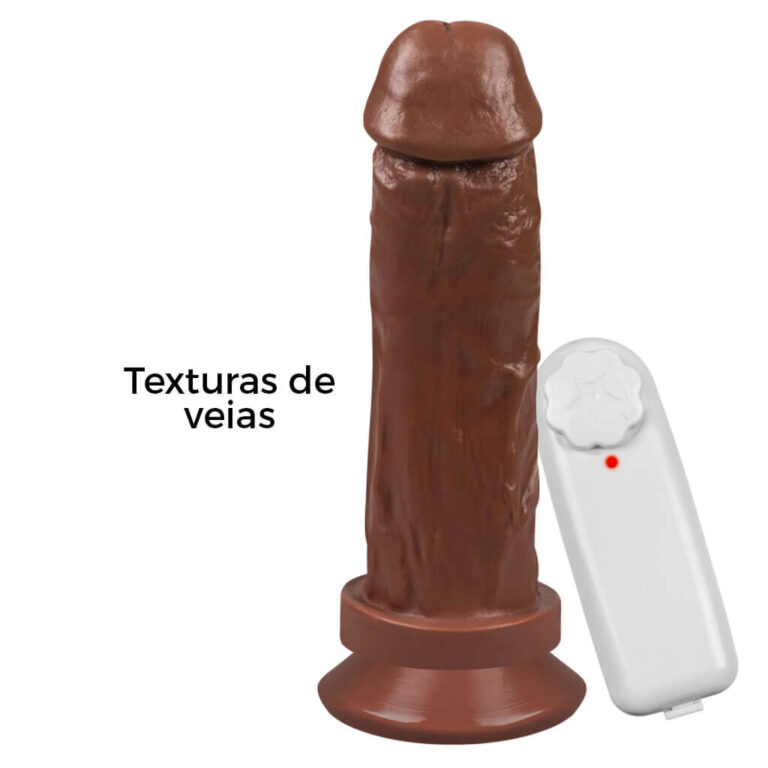 Pênis Médio 17cm x 4,5cm Marrom com Ventosa e Vibro - Imagem 12
