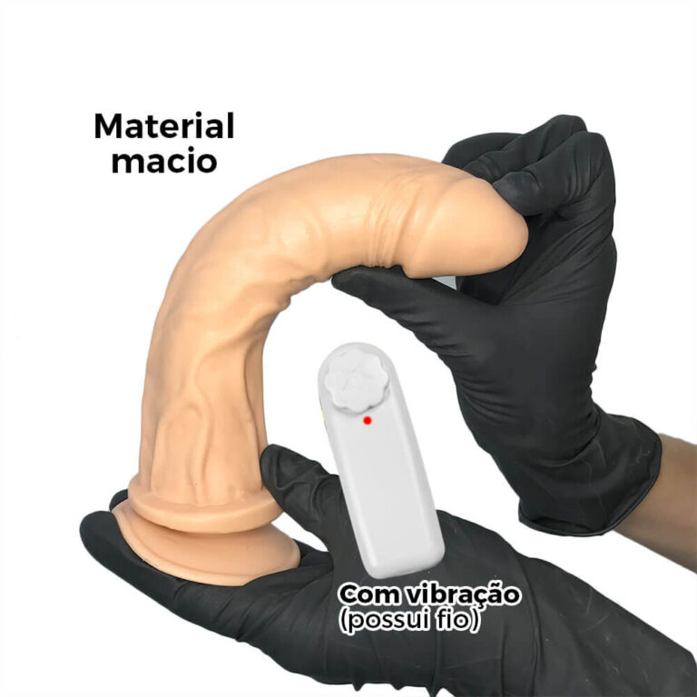Pênis Grande 19cm x 3,8cm Bege com Ventosa e Vibro - Imagem 4