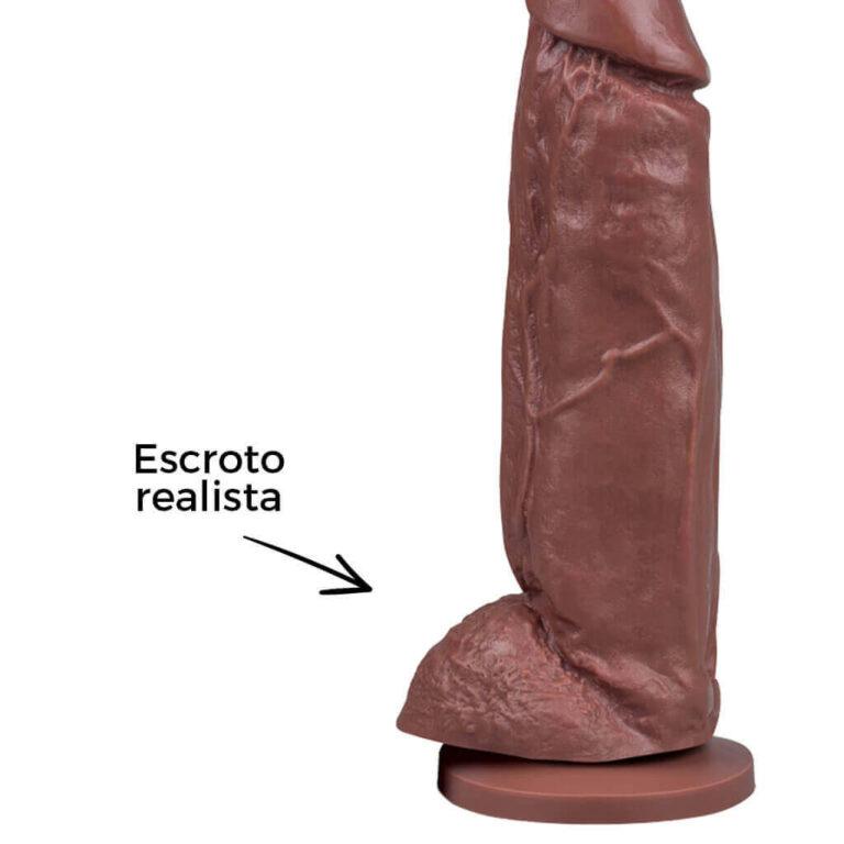 Pênis Grande 18,5cm x 4,5cm Marrom com Escroto e Ventosa - Imagem 12