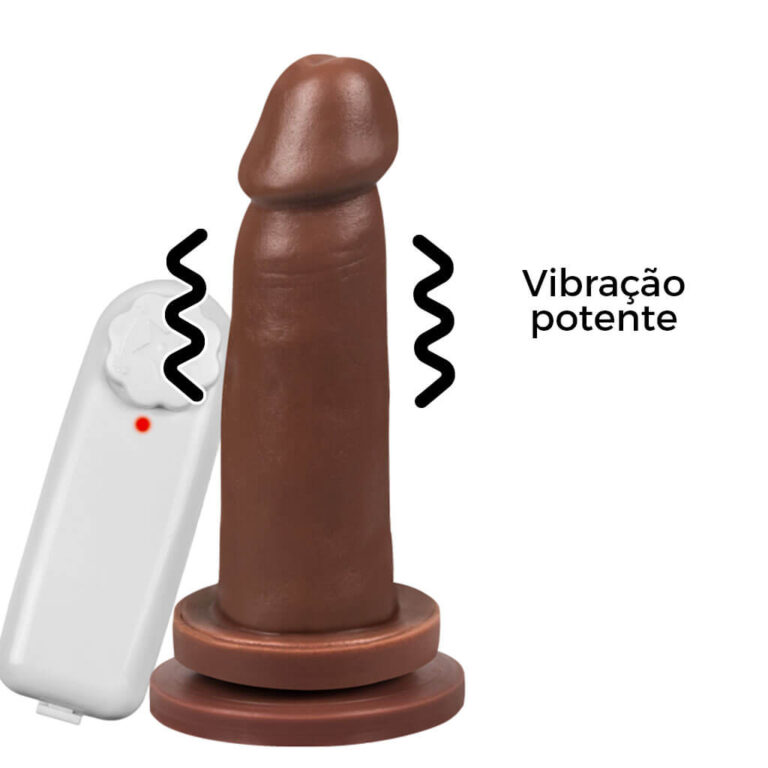 Pênis Médio 14cm x 3,5cm Marrom com Ventosa e Vibro - Imagem 7