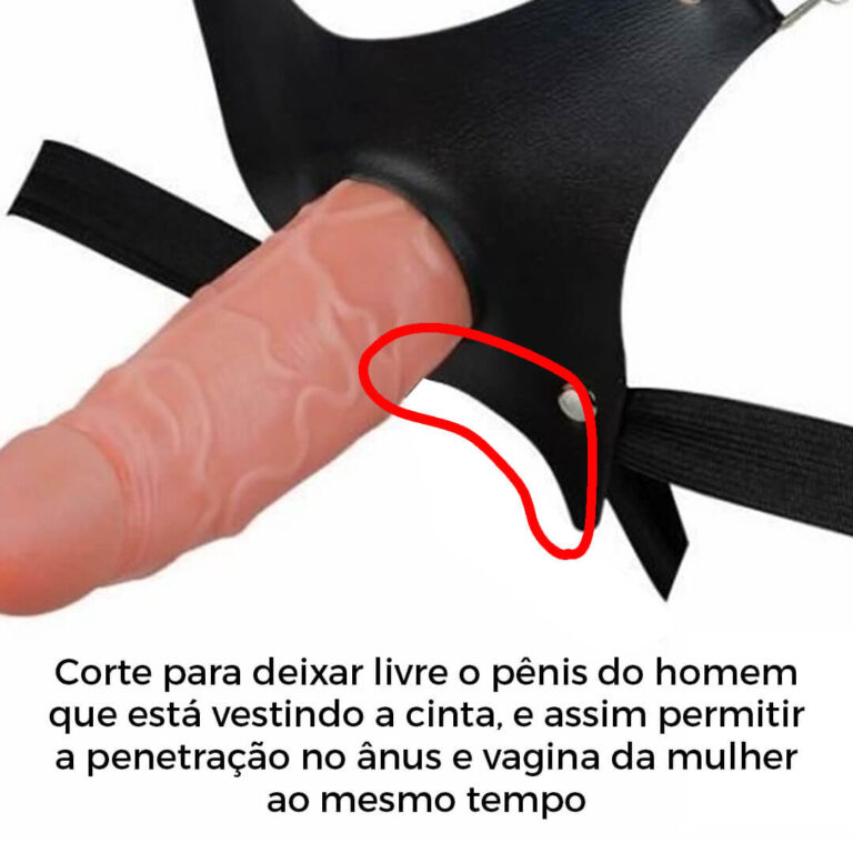 Cinta Peniana Para Dupla Penetração Na Mulher 12cm x 3cm com Pênis Bege - Imagem 7