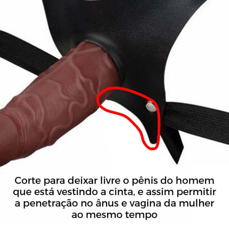 Cinta Peniana Para Dupla Penetração Na Mulher 12cm x 3cm com Pênis Marrom - Imagem 6
