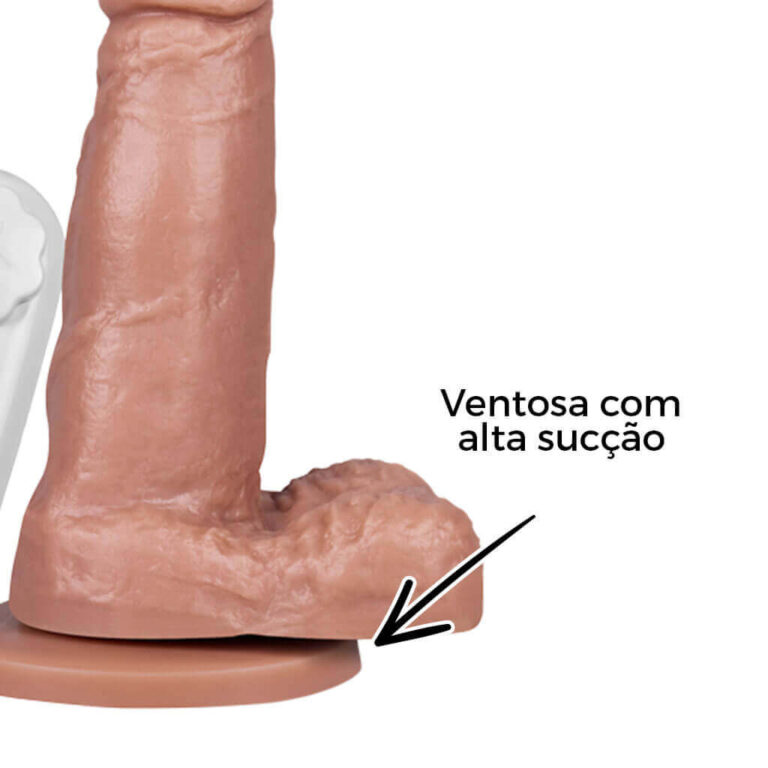Pênis Pequeno 12,5cm x 3,2cm Bege com Escroto, Ventosa e Vibro - Imagem 12