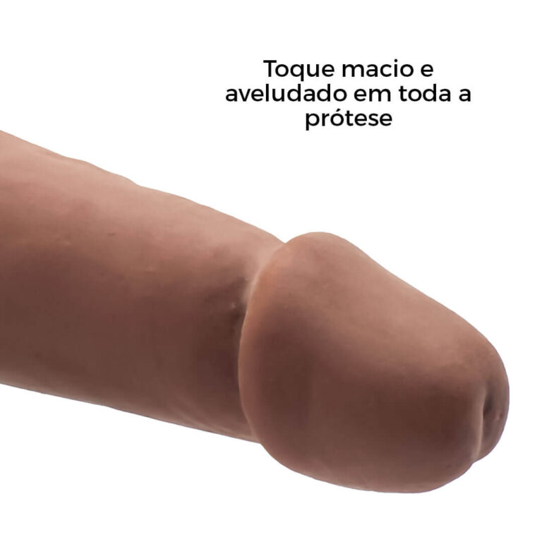 Cinta Peniana Realista Cyberskin 17,5cm x 3,5cm Marrom - Imagem 13
