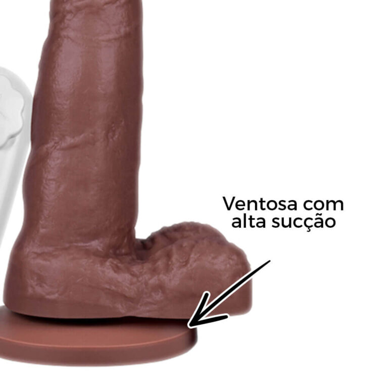 Pênis Pequeno 12,5cm x 3,2cm Marrom com Escroto, Ventosa e Vibro - Imagem 12