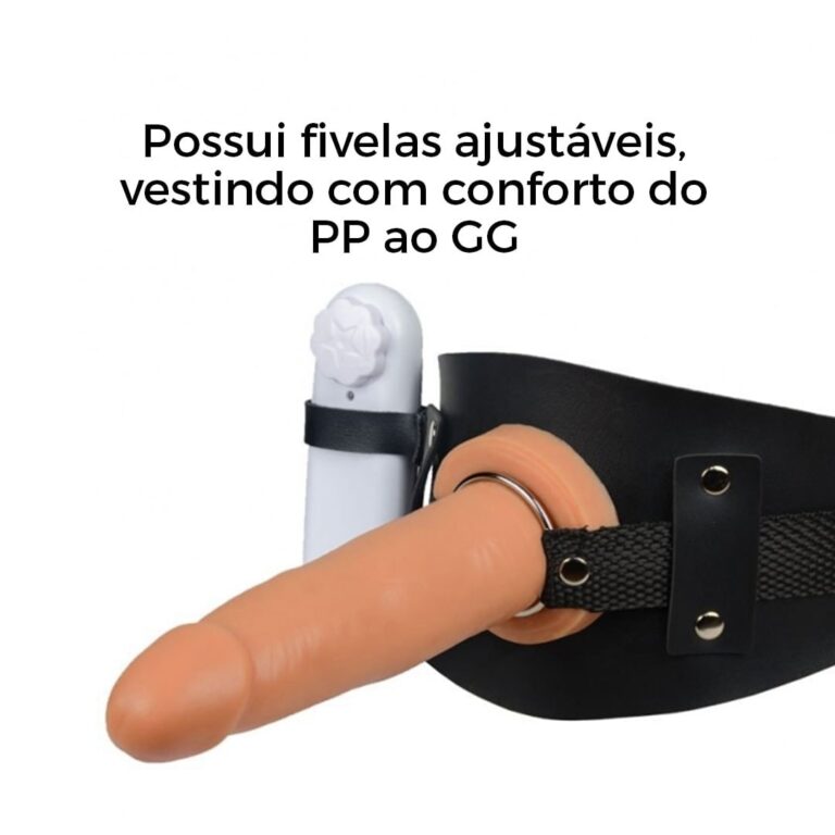 Cinta Peniana de Coxa 14,5cm x 3,6cm com Vibro Bege - Imagem 10