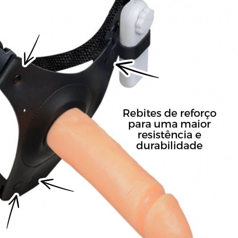 Cinta Peniana Média 15cm x 4,5cm com Pênis e Vibro Bege - Imagem 11