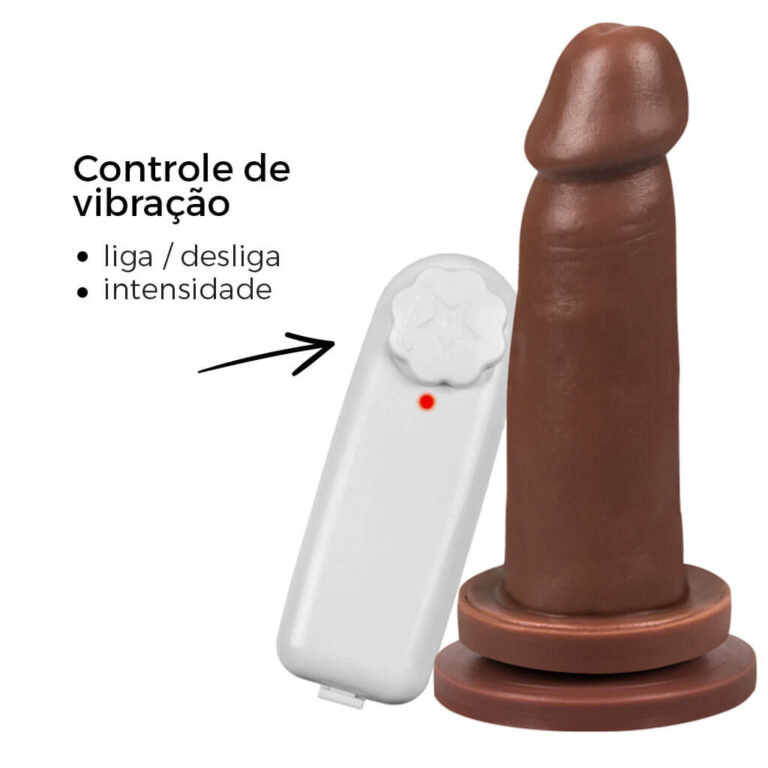 Pênis Médio 14cm x 3,5cm Marrom com Ventosa e Vibro - Imagem 8