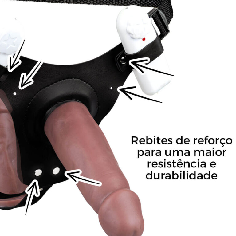 Cinta Peniana Dupla 2 Pênis de 14cm x 3,5cm com Vibro Duplo Marrom - Imagem 13