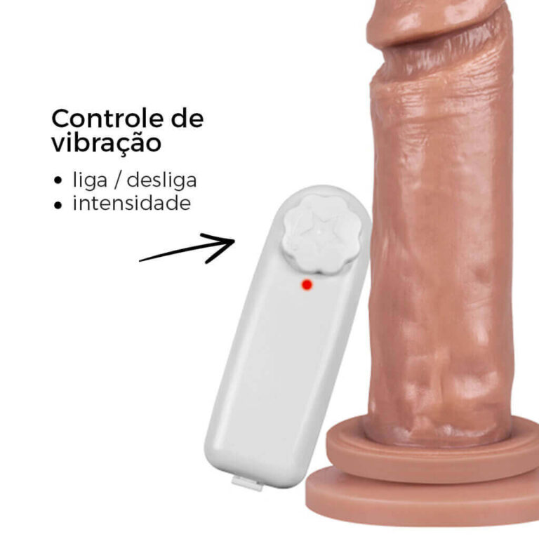 Pênis Médio 16cm x 3,5cm Bege com Ventosa e Vibro - Imagem 13