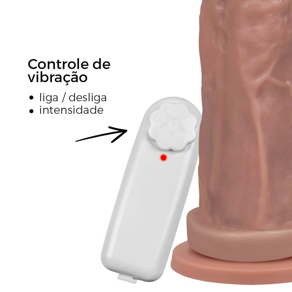 Pênis Médio 17cm x 4,5cm Bege com Ventosa e Vibro - Imagem 13