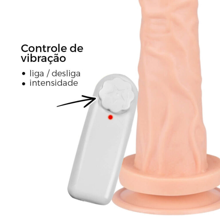 Pênis Grande 19cm x 3,8cm Bege com Ventosa e Vibro - Imagem 9