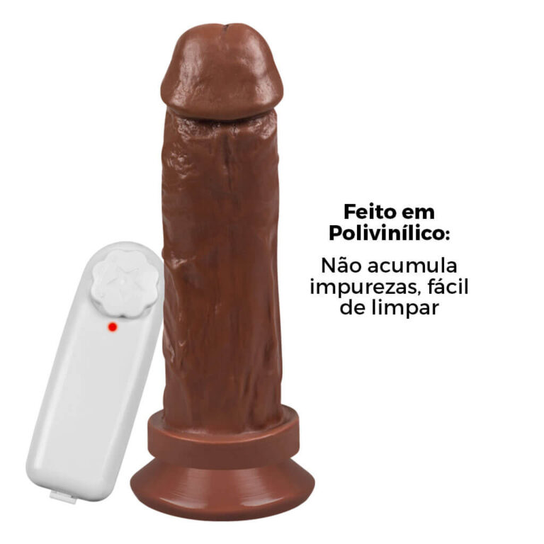 Pênis Médio 17cm x 4,5cm Marrom com Ventosa e Vibro - Imagem 13
