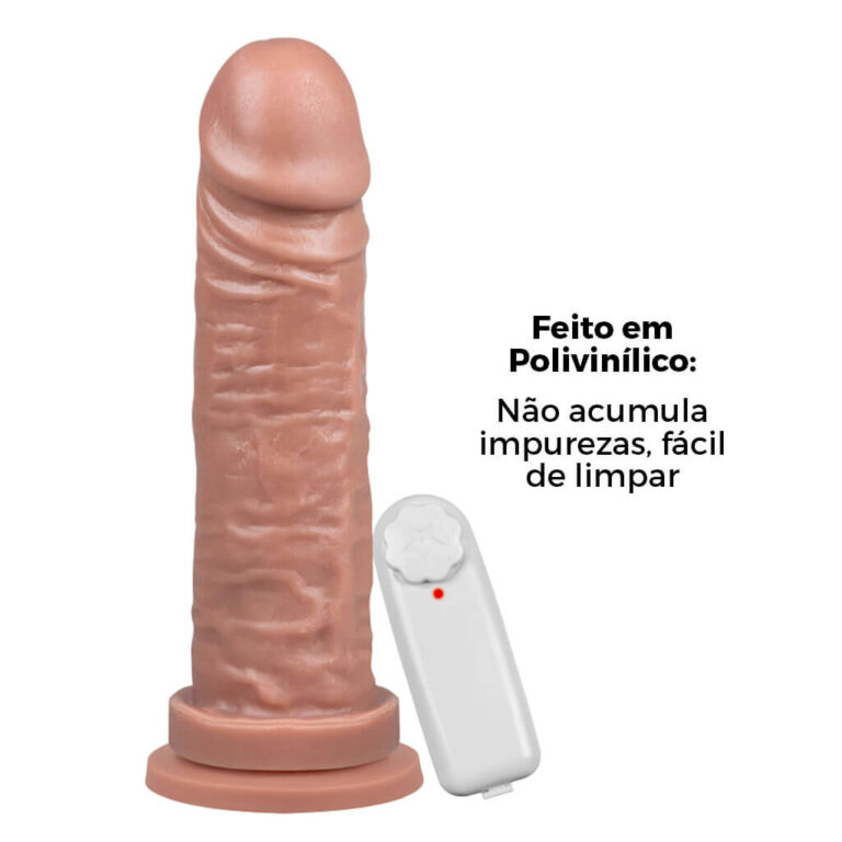 Pênis Grande 18cm x 4,5cm Bege com Ventosa e Vibro - Imagem 13