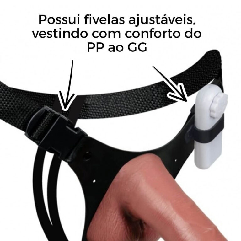 Cinta Peniana Grande 17,5cm x 4cm com Pênis, Escroto e Vibro Marrom - Imagem 8