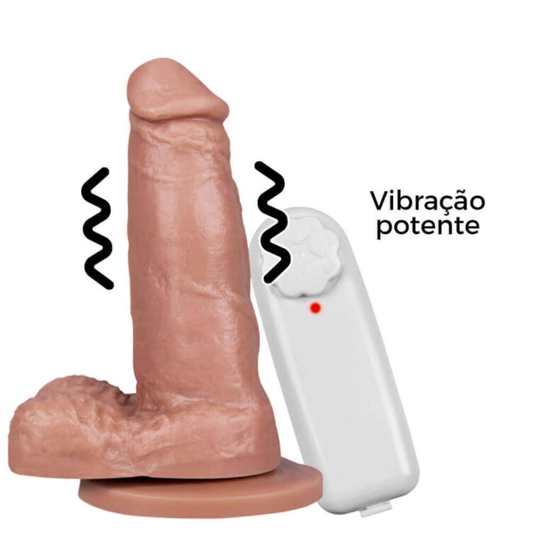 Pênis Pequeno 12,5cm x 3,2cm Bege com Escroto, Ventosa e Vibro - Imagem 13