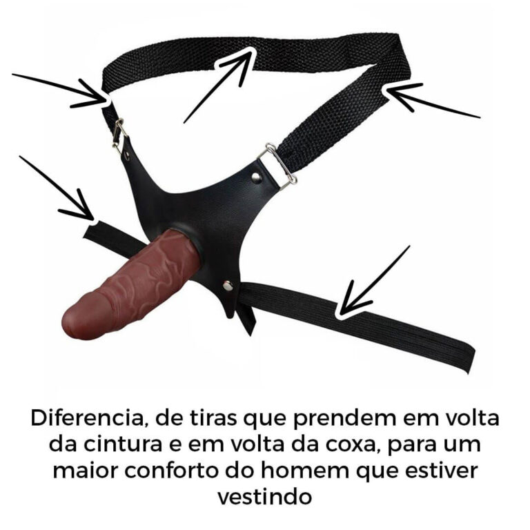 Cinta Peniana Para Dupla Penetração Na Mulher 12cm x 3cm com Pênis Marrom - Imagem 8