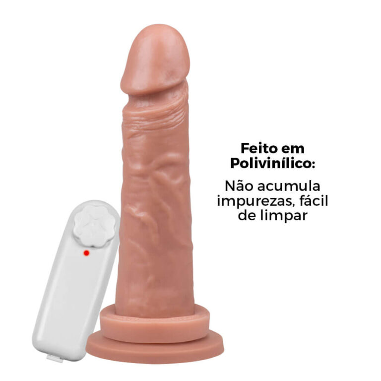Pênis Médio 16cm x 3,8cm Bege com Ventosa e Vibro - Imagem 8