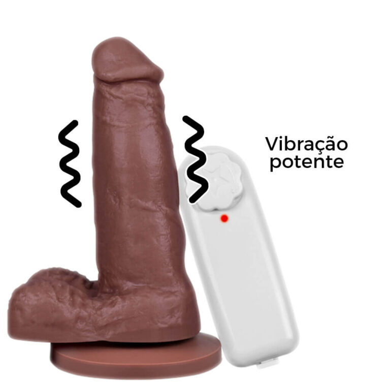 Pênis Pequeno 12,5cm x 3,2cm Marrom com Escroto, Ventosa e Vibro - Imagem 13