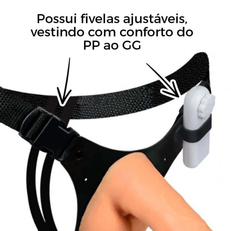Cinta Peniana Grande 17,5cm x 4cm com Pênis, Escroto e Vibro Bege - Imagem 10