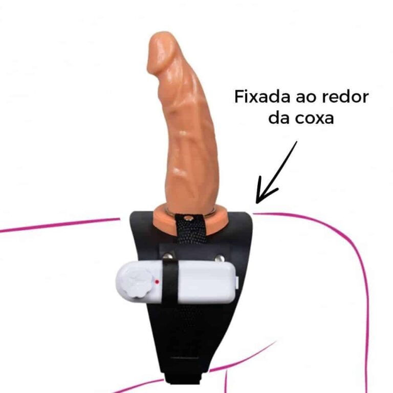 Cinta Peniana de Coxa 16cm x 3,4cm com Vibro Bege - Imagem 12