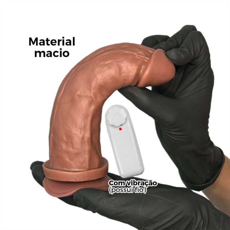 Pênis Médio 17cm x 4,5cm Marrom com Ventosa e Vibro - Imagem 7