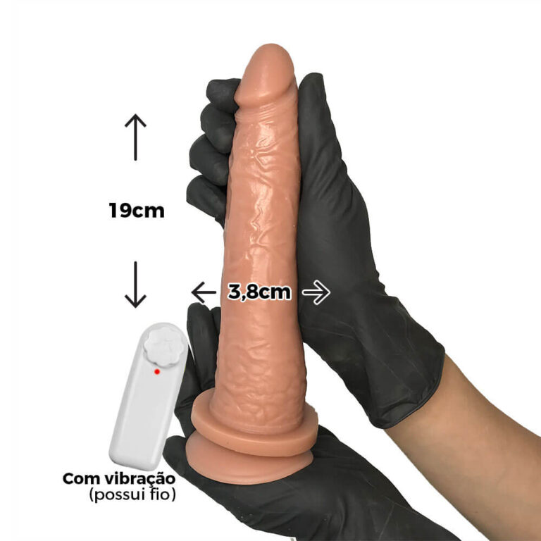 Pênis Grande 19cm x 3,8cm Bege com Ventosa e Vibro - Imagem 3